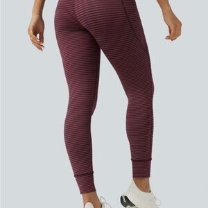 Halara Striped High-Rise Maroon Leggings - Women's Active Pants